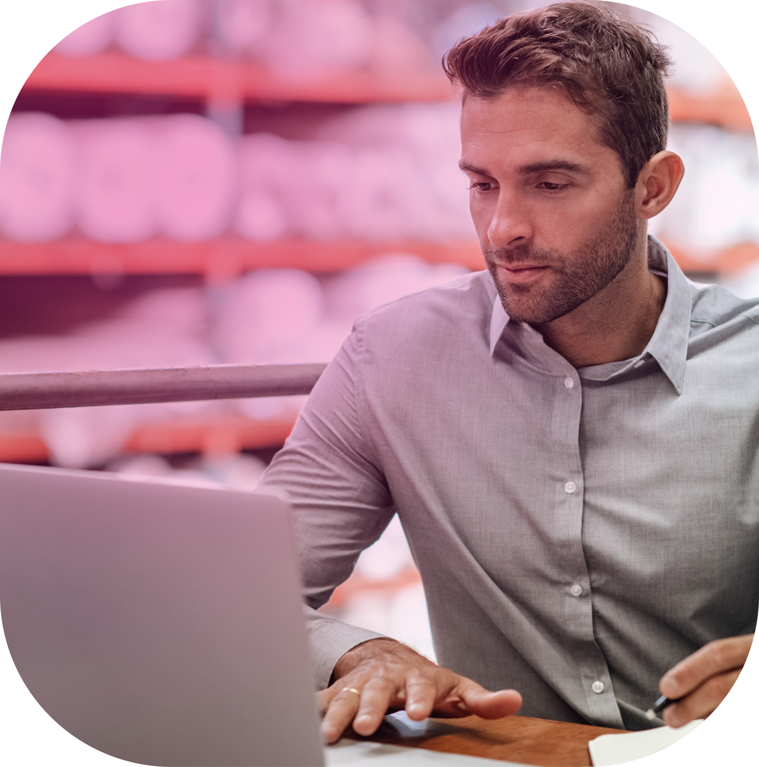 Sales manager reviewing account data
